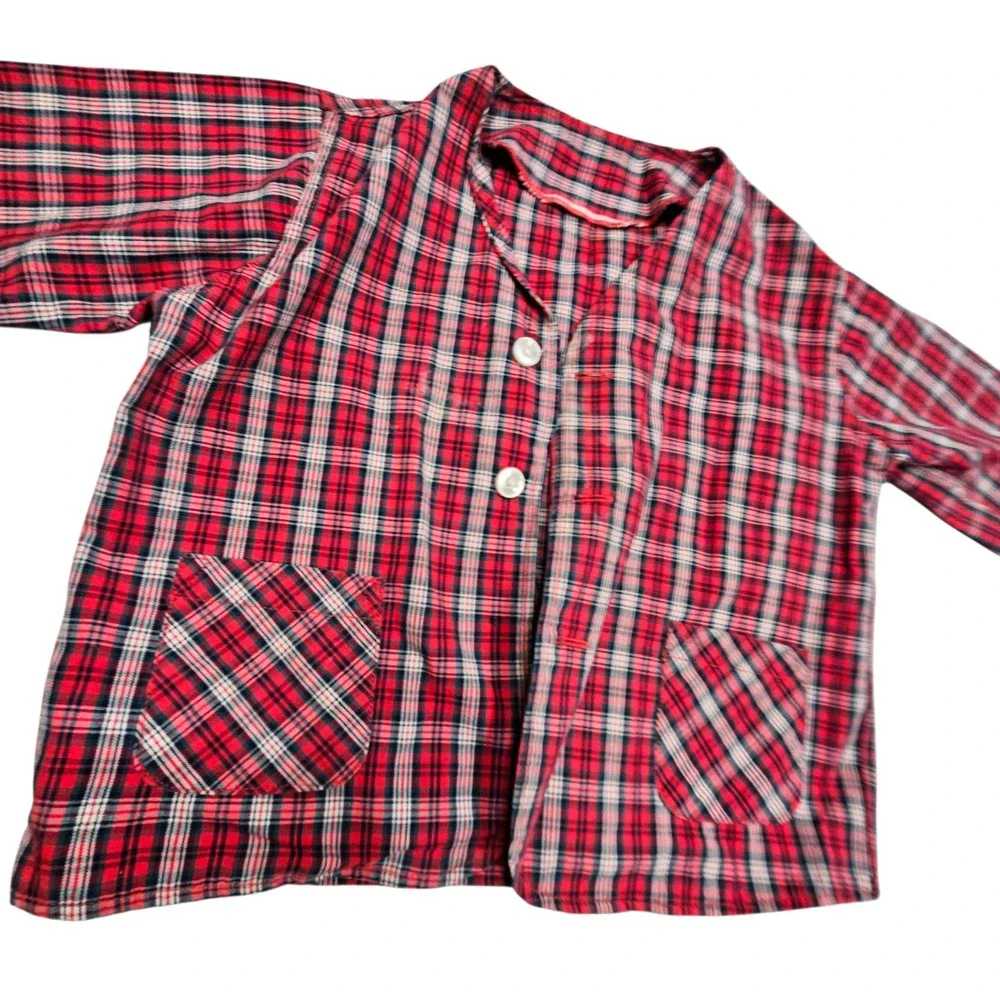 Plaid Jacket Toddler 2T-3T Red Lightweight‎ Button Front Classic Coat Handmade